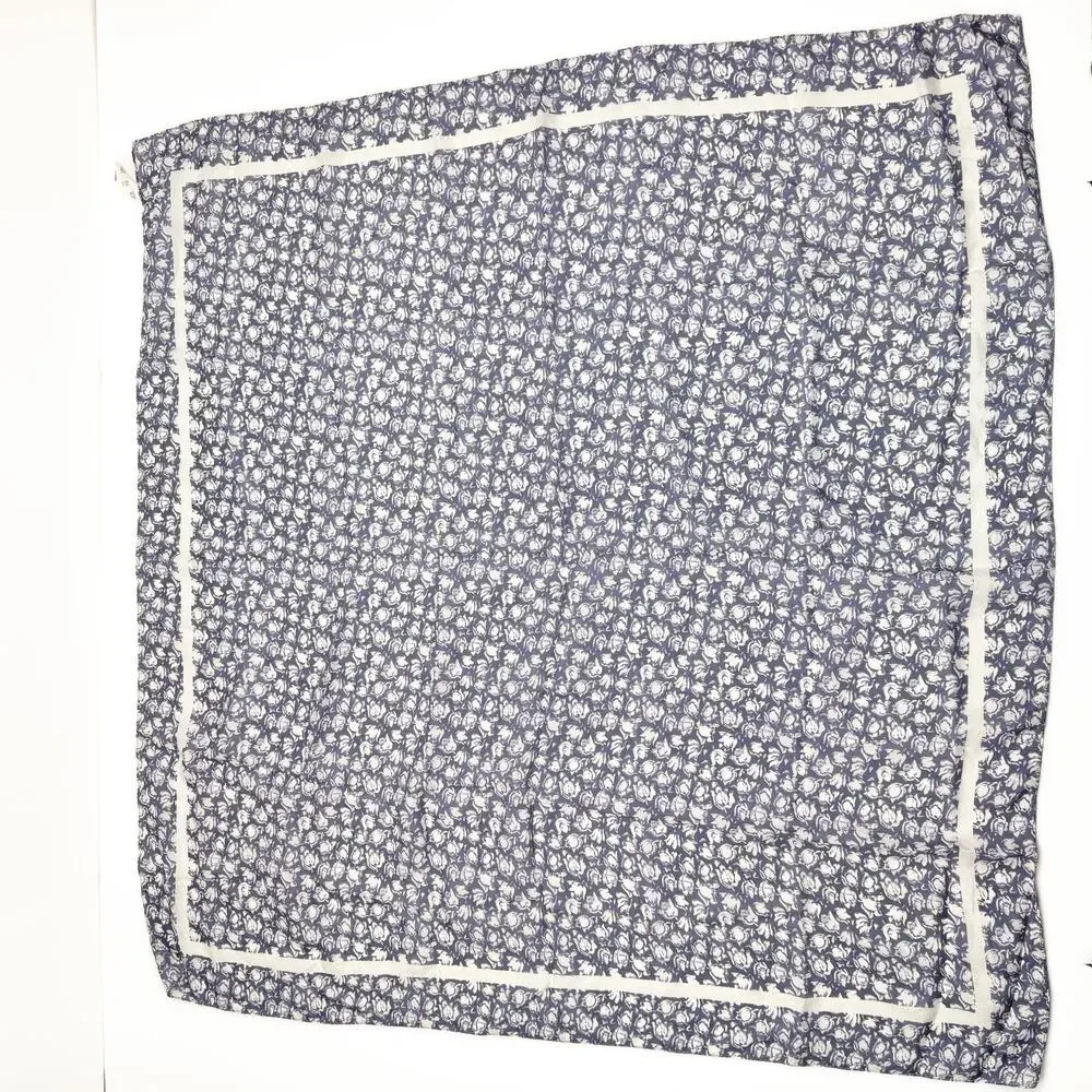 Bloomsbury Blue Floral Light 100% Silk Made in Italy Coquette Scarf Headscarf‎